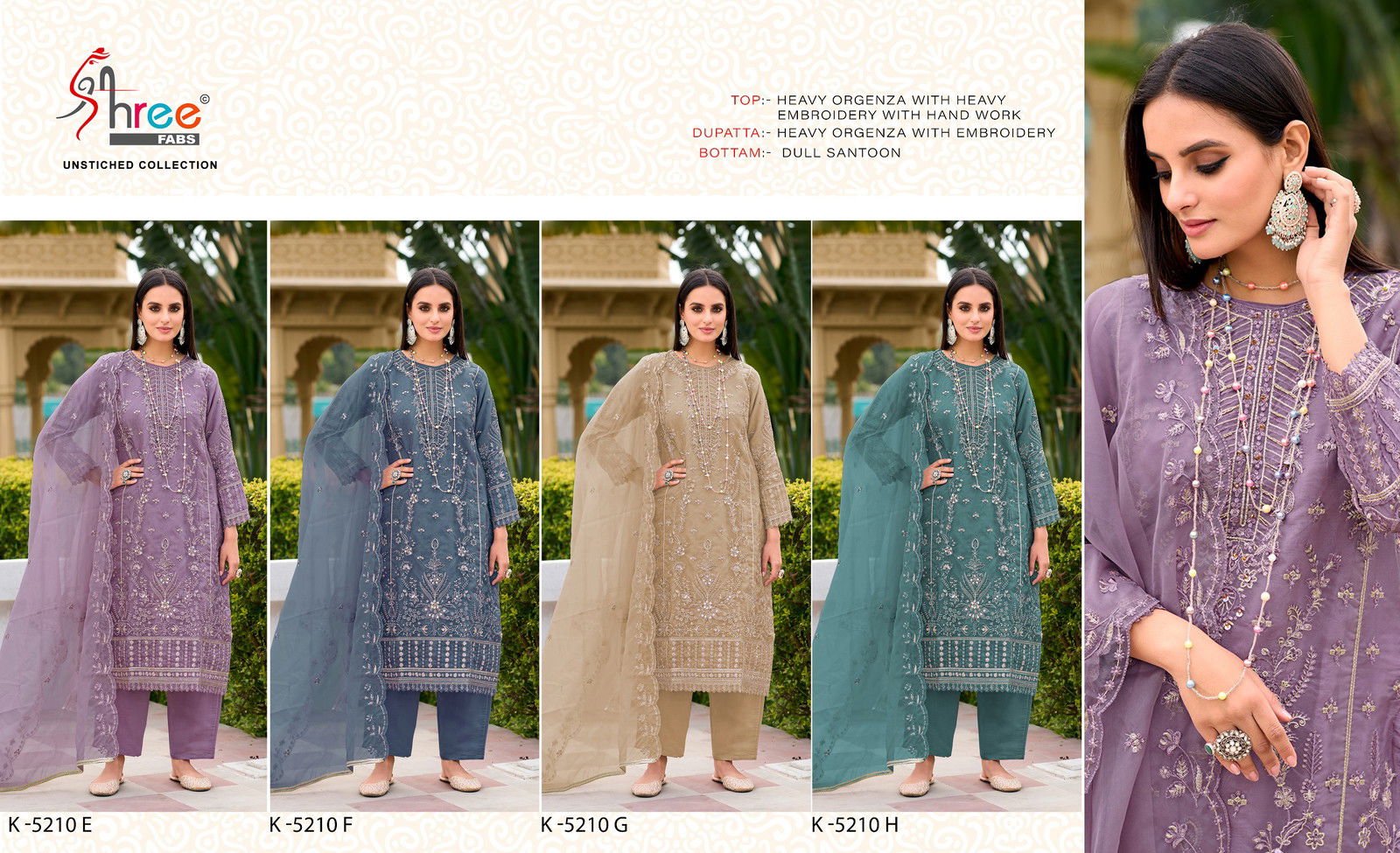  K 5210 Organza by Shree  Embroidered Pakistani Suit Collection